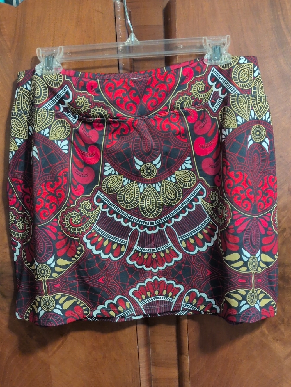 Athleta Floral Workout Athleisure Skirt Powermesh Maroon Yellow XL
